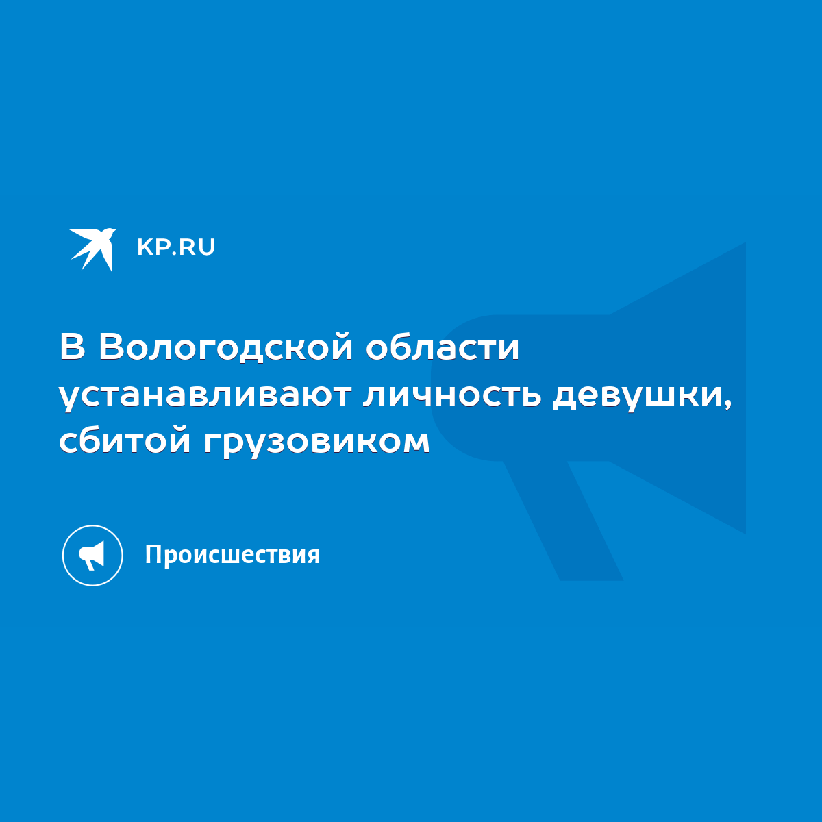 В Вологодской области устанавливают личность девушки, сбитой грузовиком -  KP.RU