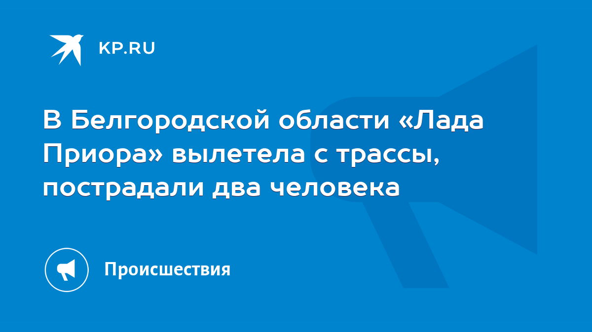 В Белгородской области «Лада Приора» вылетела с трассы, пострадали два  человека - KP.RU