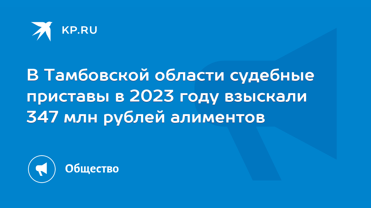 В Тамбовской области судебные приставы в 2023 году взыскали 347 млн рублей  алиментов - KP.RU