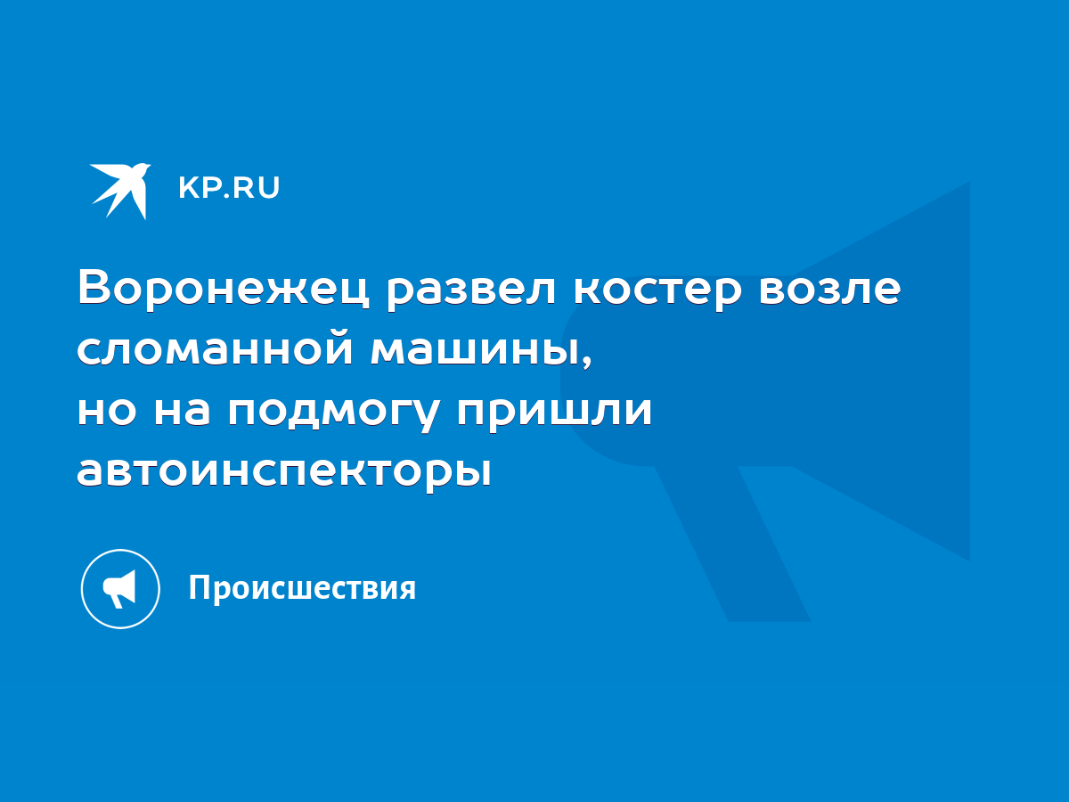 Воронежец развел костер возле сломанной машины, но на подмогу пришли  автоинспекторы - KP.RU