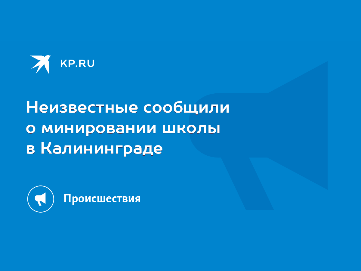 Неизвестные сообщили о минировании школы в Калининграде - KP.RU