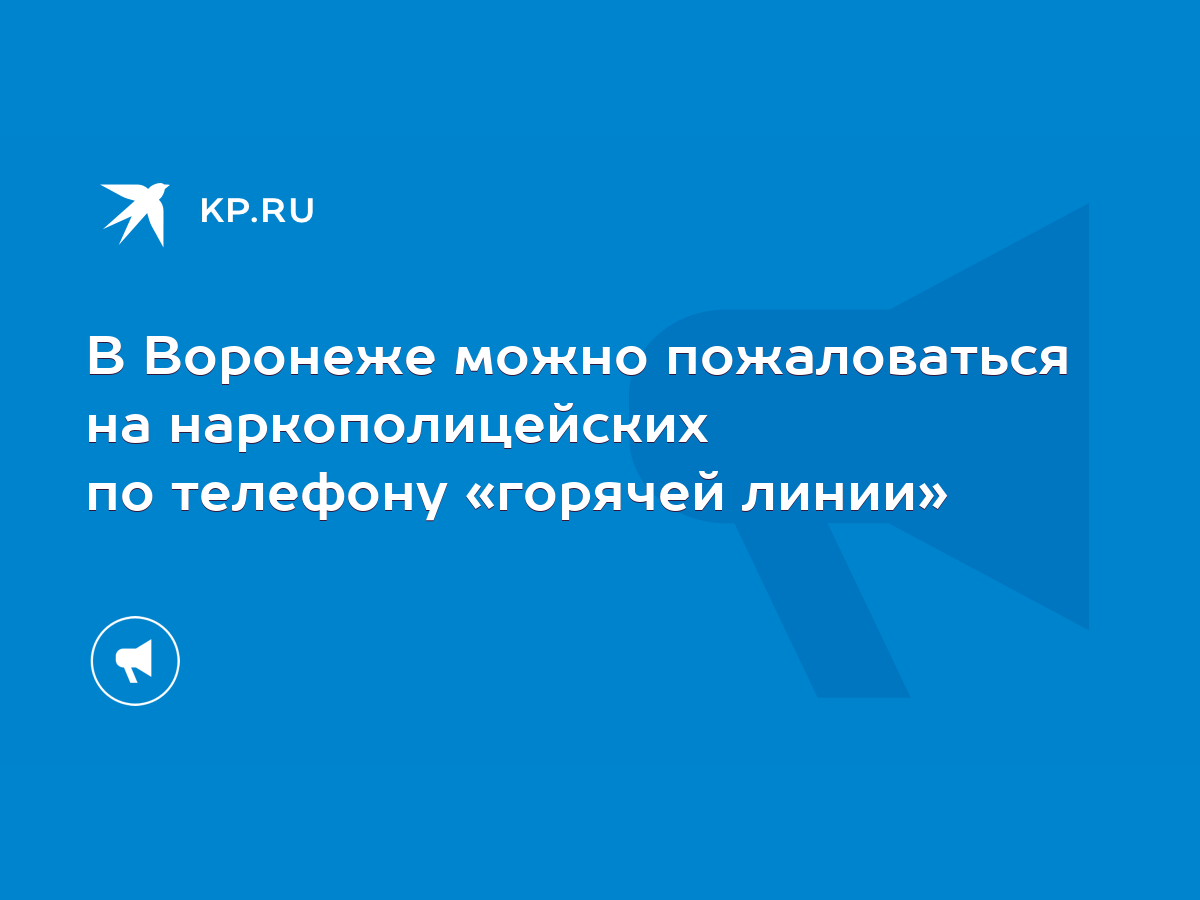 В Воронеже можно пожаловаться на наркополицейских по телефону «горячей линии»  - KP.RU