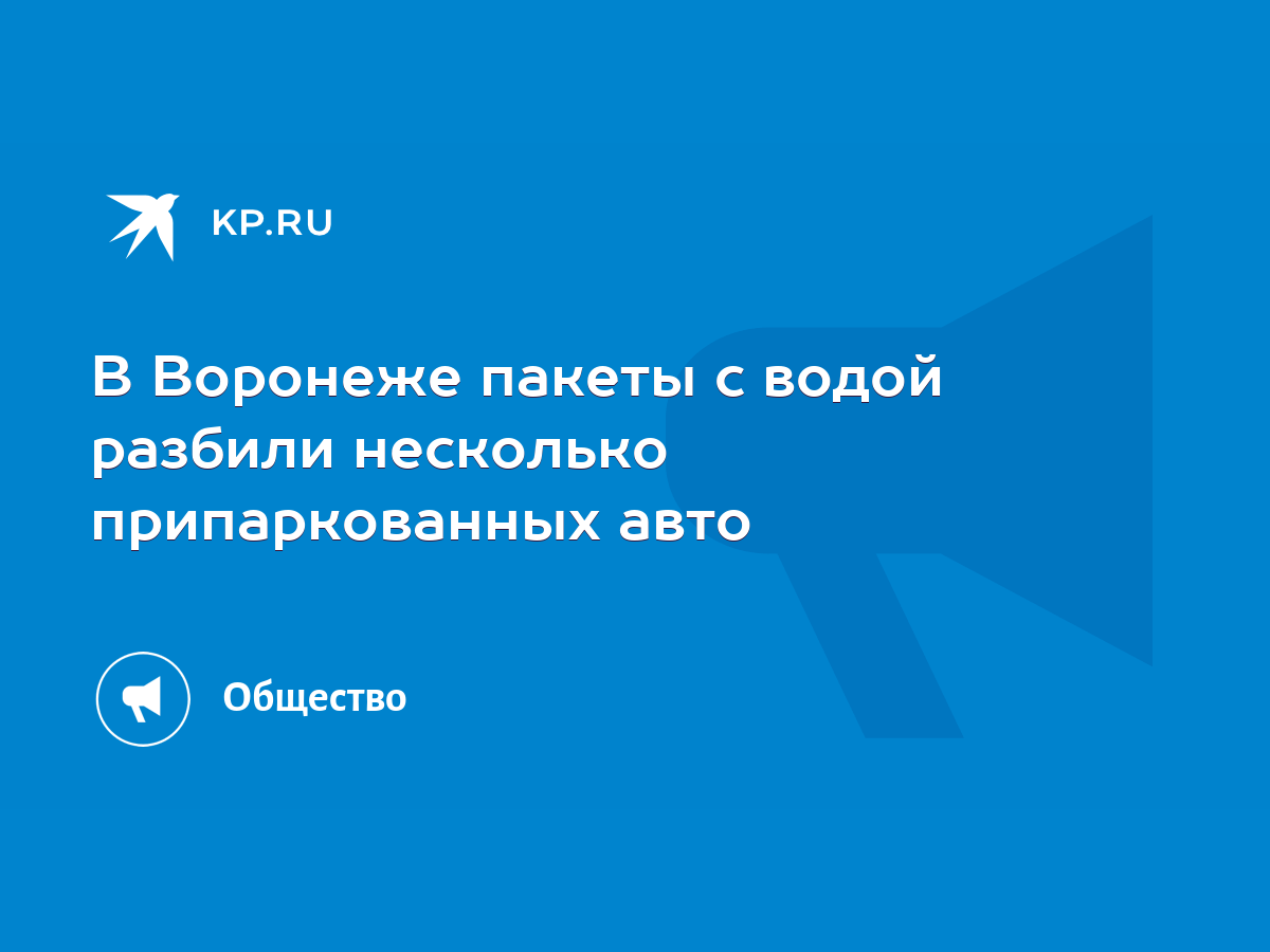 В Воронеже пакеты с водой разбили несколько припаркованных авто - KP.RU