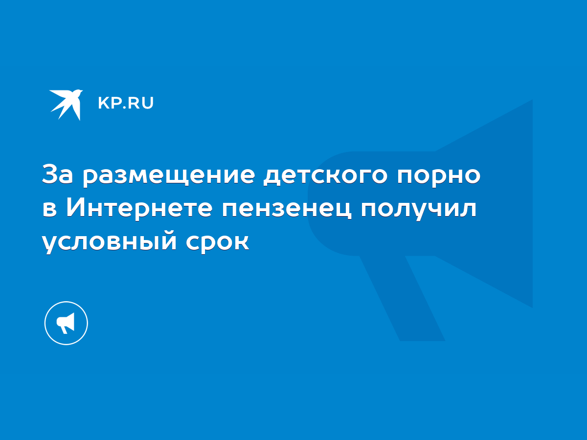 За размещение детского порно в Интернете пензенец получил условный срок -  KP.RU