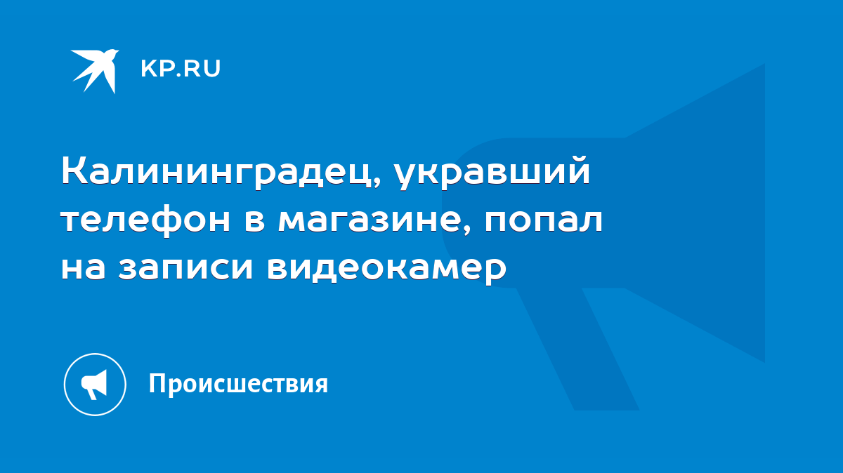 Калининградец, укравший телефон в магазине, попал на записи видеокамер -  KP.RU