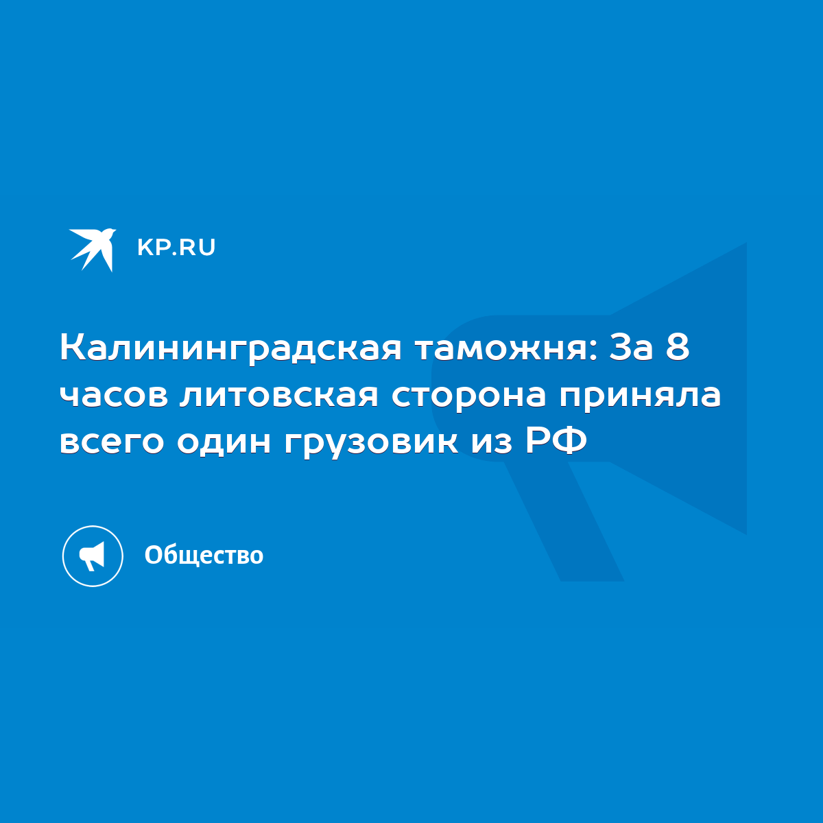 Калининградская таможня: За 8 часов литовская сторона приняла всего один  грузовик из РФ - KP.RU