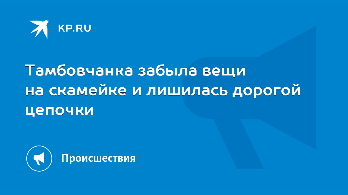 Тамбовчанка забыла вещи на скамейке и лишилась дорогой цепочки - KP.RU