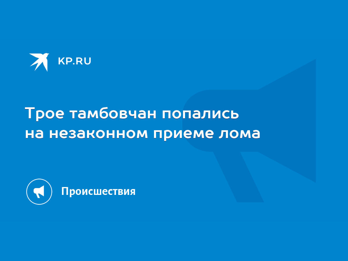 Трое тамбовчан попались на незаконном приеме лома - KP.RU