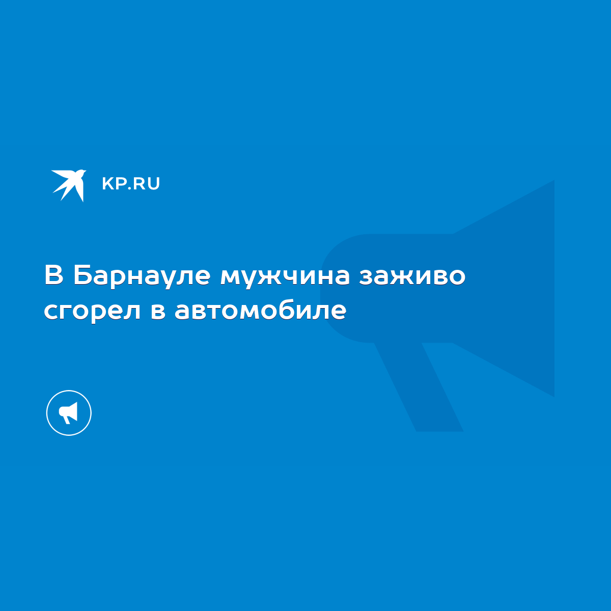 В Барнауле мужчина заживо сгорел в автомобиле - KP.RU