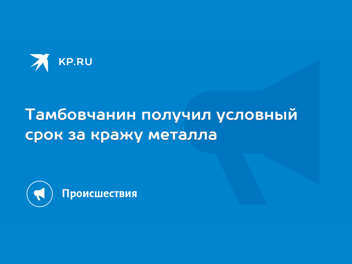 Тамбовчанин получил условный срок за кражу металла - KP.RU