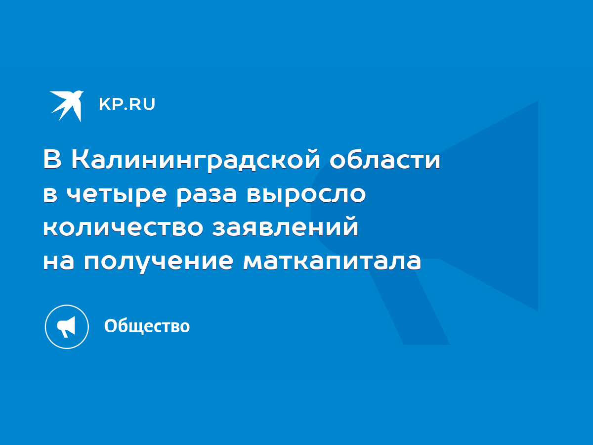 В Калининградской области в четыре раза выросло количество заявлений на  получение маткапитала - KP.RU