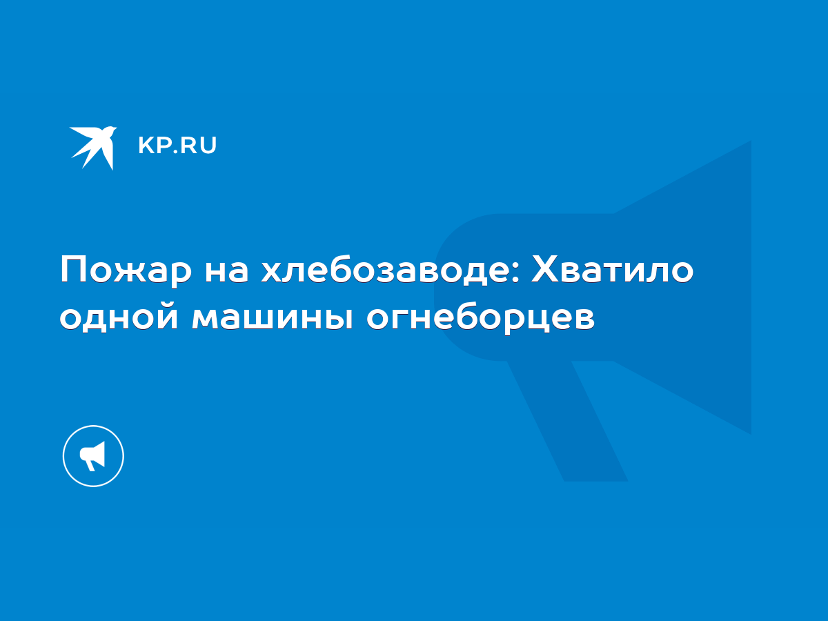 Пожар на хлебозаводе: Хватило одной машины огнеборцев - KP.RU