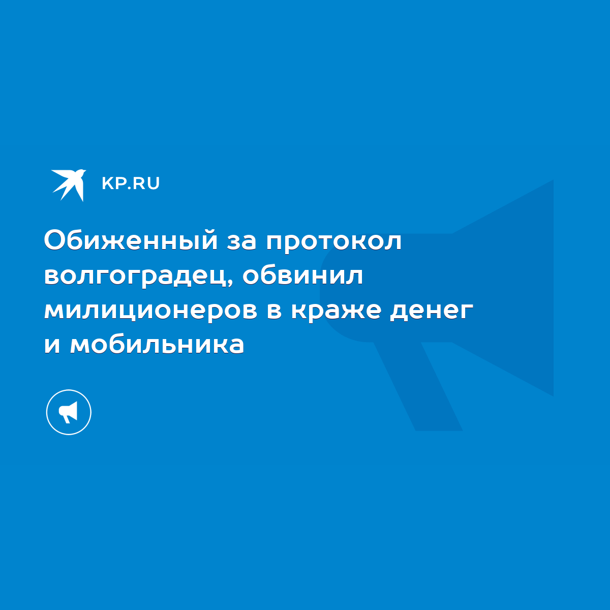 Обиженный за протокол волгоградец, обвинил милиционеров в краже денег и  мобильника - KP.RU