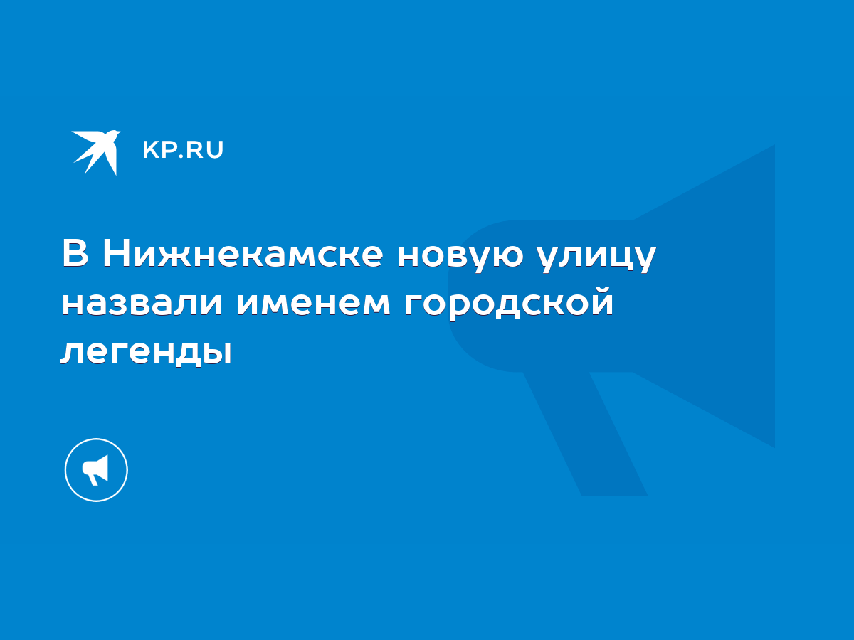 В Нижнекамске новую улицу назвали именем городской легенды - KP.RU