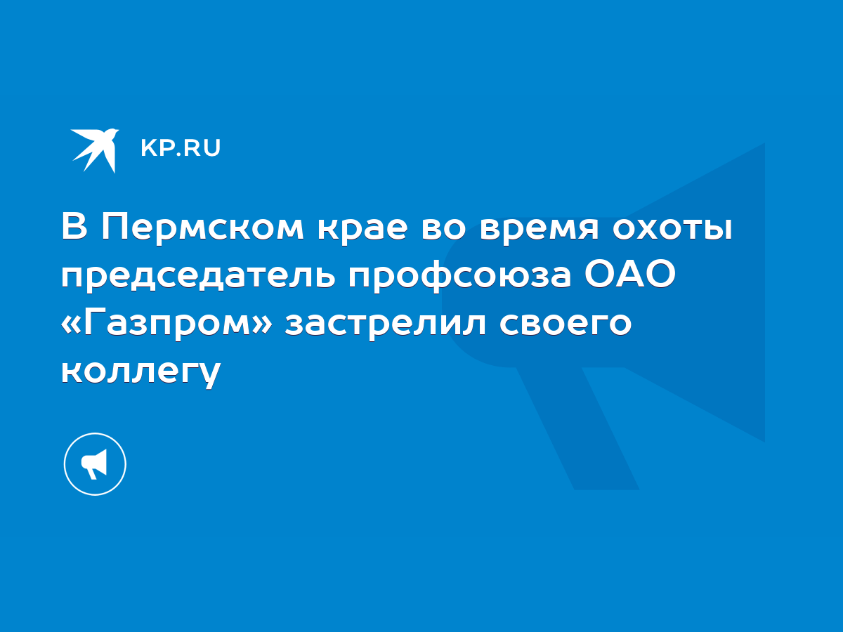 В Пермском крае во время охоты председатель профсоюза ОАО «Газпром»  застрелил своего коллегу - KP.RU