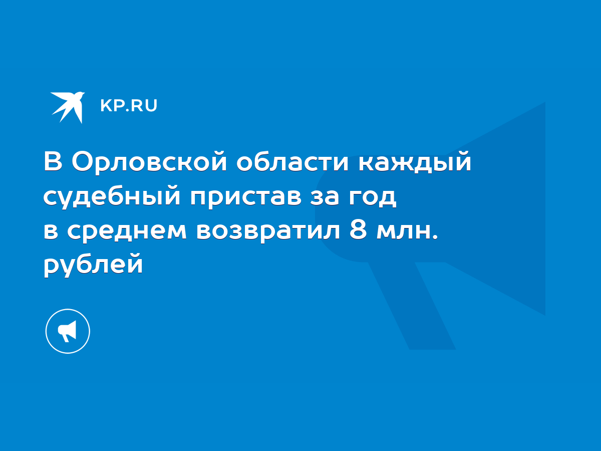 В Орловской области каждый судебный пристав за год в среднем возвратил 8  млн. рублей - KP.RU