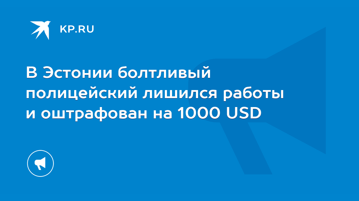 В Эстонии болтливый полицейский лишился работы и оштрафован на 1000 USD -  KP.RU