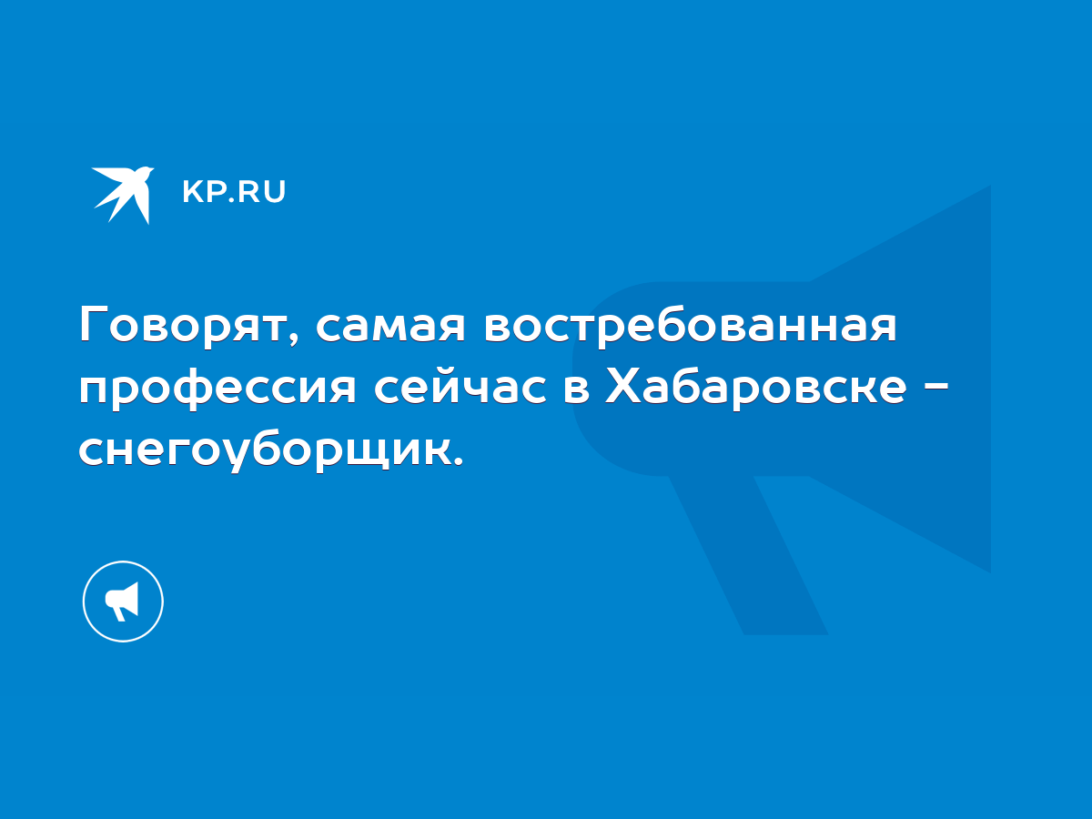 Говорят, самая востребованная профессия сейчас в Хабаровске - снегоуборщик.  - KP.RU