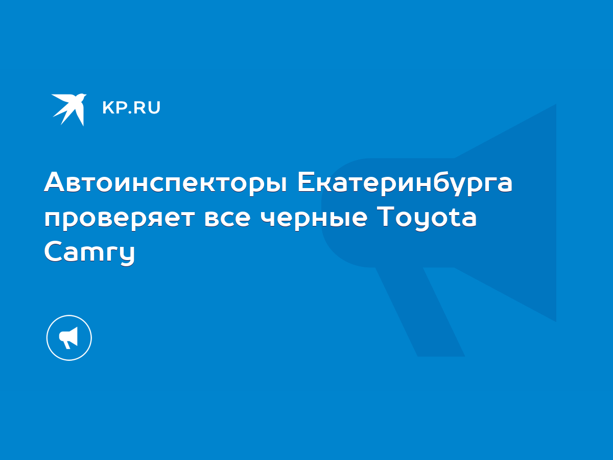 Автоинспекторы Екатеринбурга проверяет все черные Toyota Camry - KP.RU