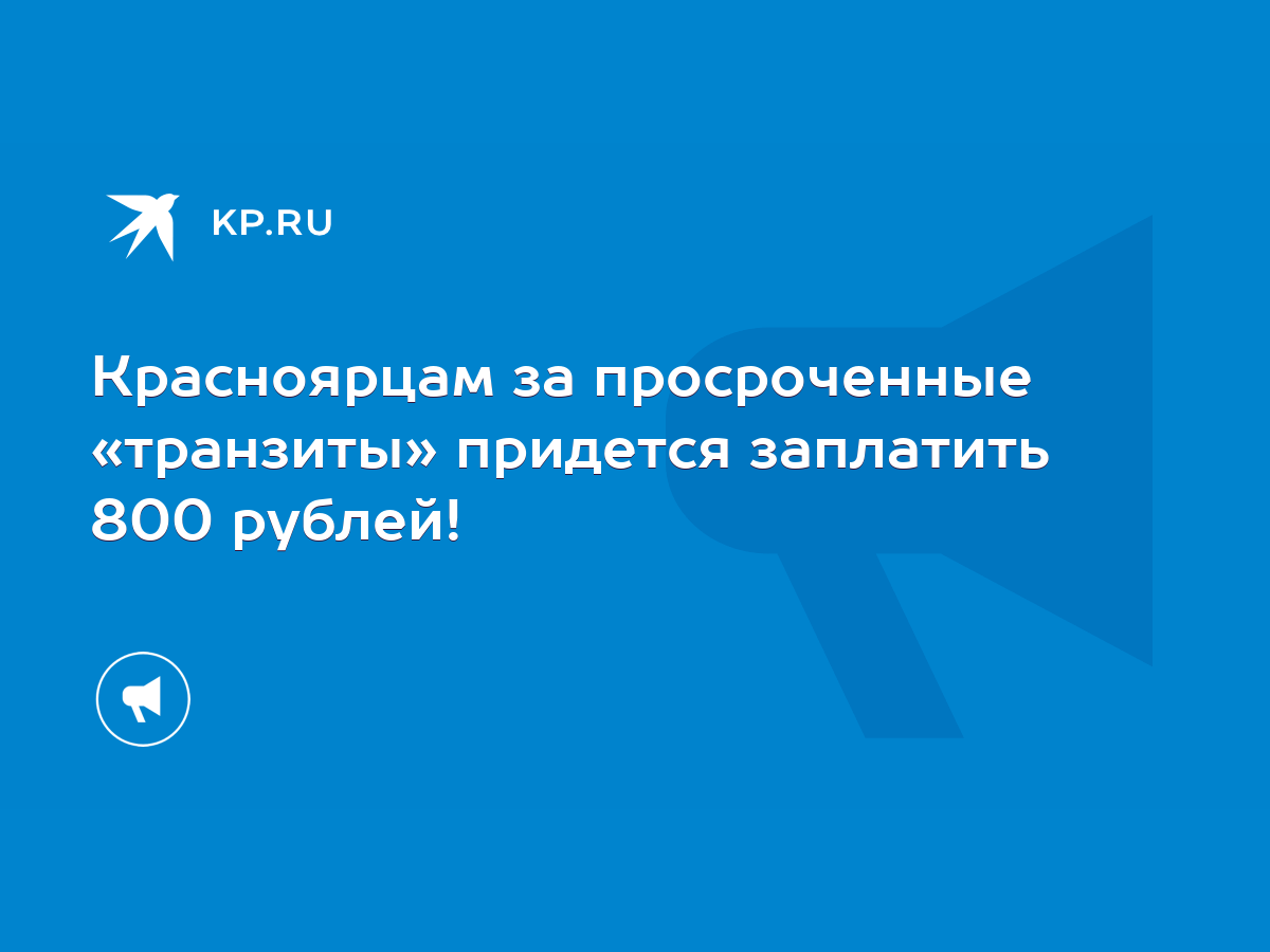 Красноярцам за просроченные «транзиты» придется заплатить 800 рублей! -  KP.RU