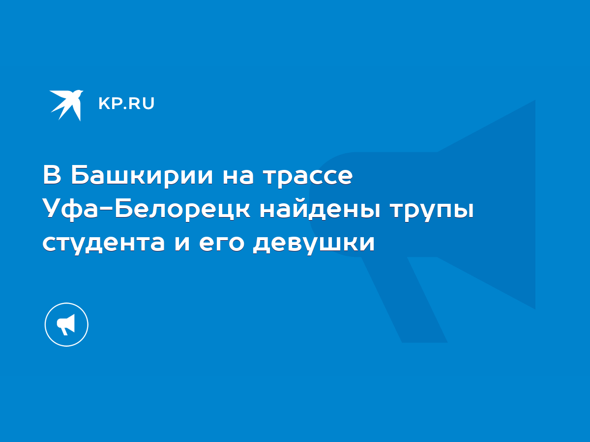 В Башкирии на трассе Уфа-Белорецк найдены трупы студента и его девушки -  KP.RU