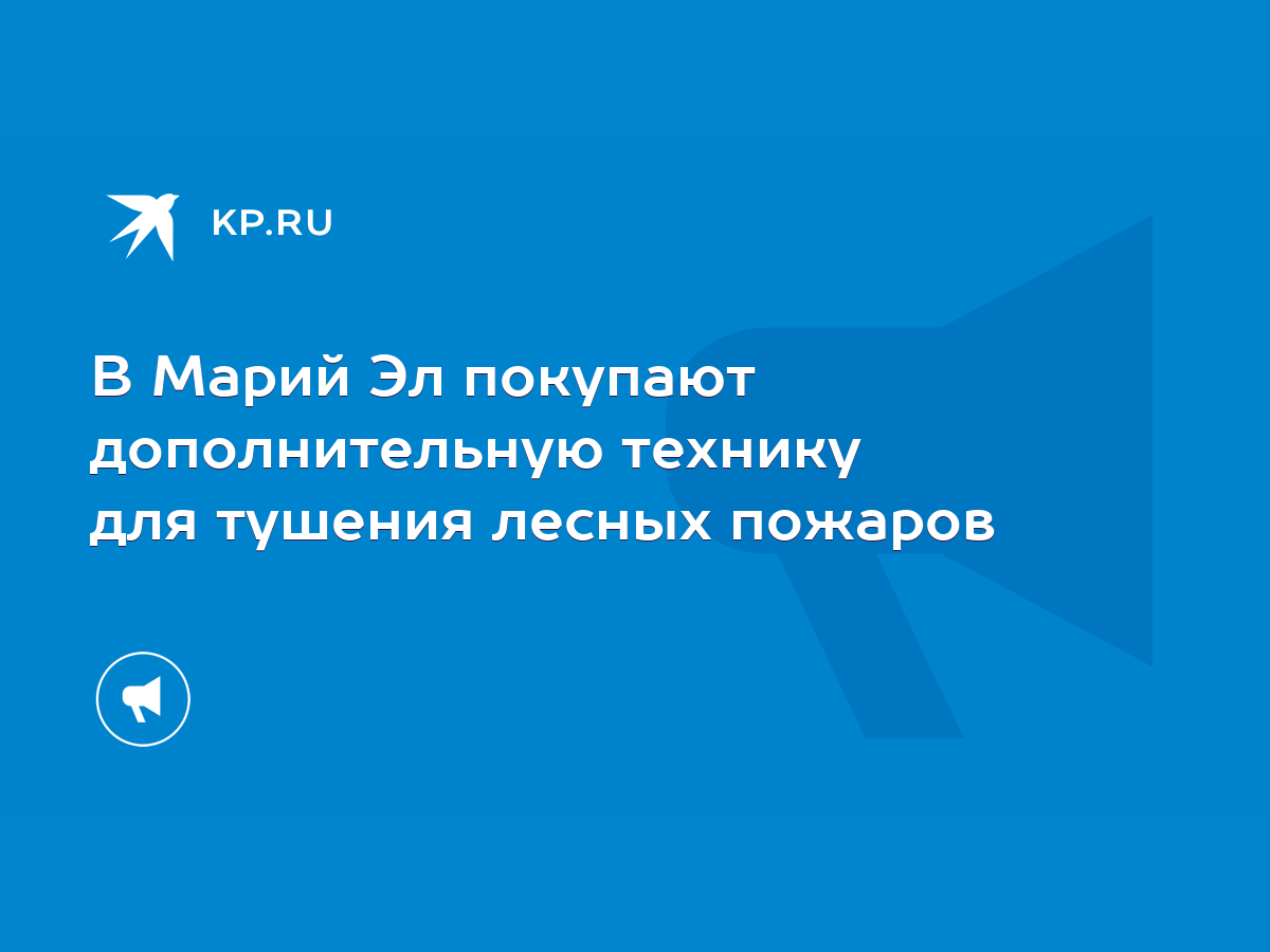 В Марий Эл покупают дополнительную технику для тушения лесных пожаров -  KP.RU