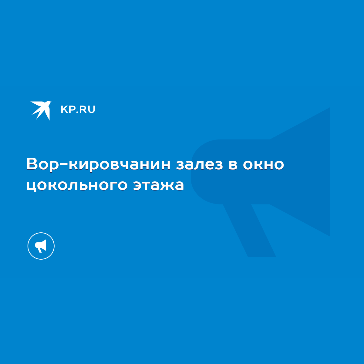 Вор-кировчанин залез в окно цокольного этажа - KP.RU