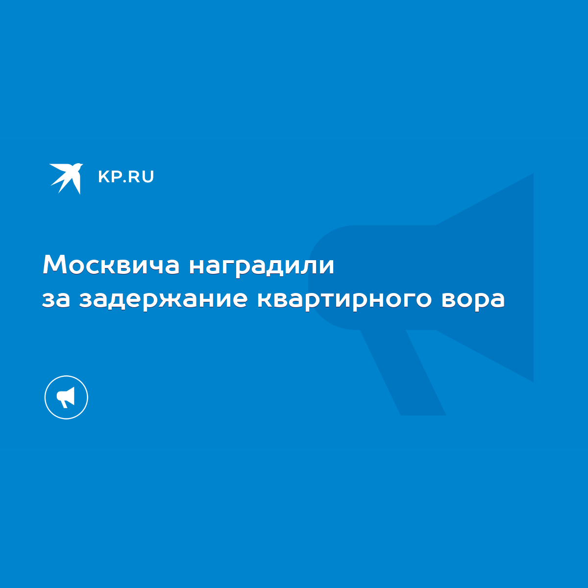 Москвича наградили за задержание квартирного вора - KP.RU