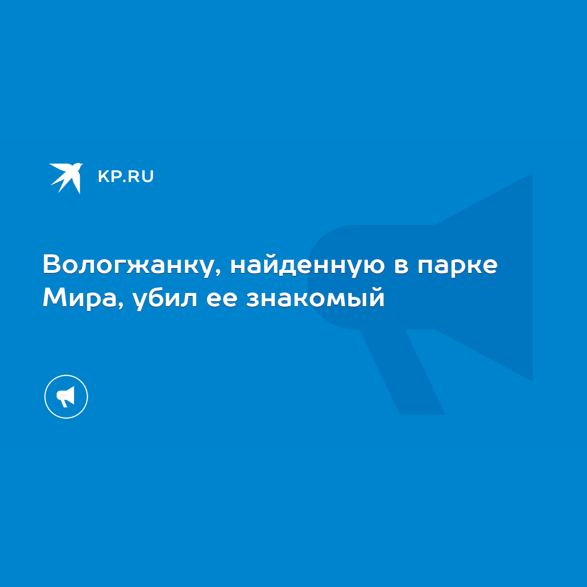 Вологжанку, найденную в парке Мира, убил ее знакомый - KP.RU