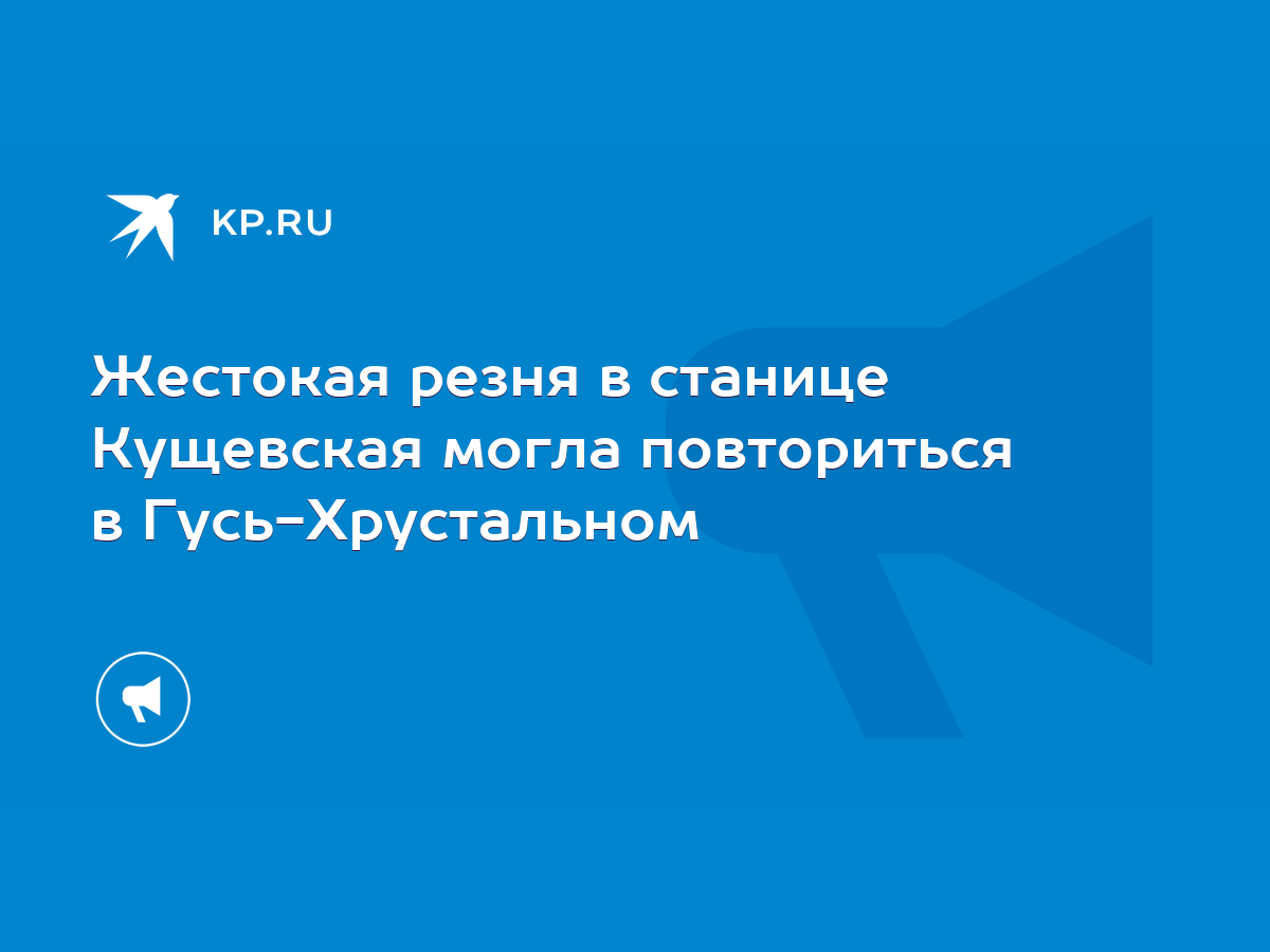 Жестокая резня в станице Кущевская могла повториться в Гусь-Хрустальном -  KP.RU