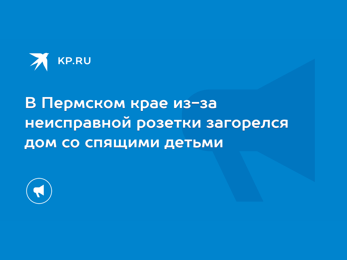 В Пермском крае из-за неисправной розетки загорелся дом со спящими детьми -  KP.RU