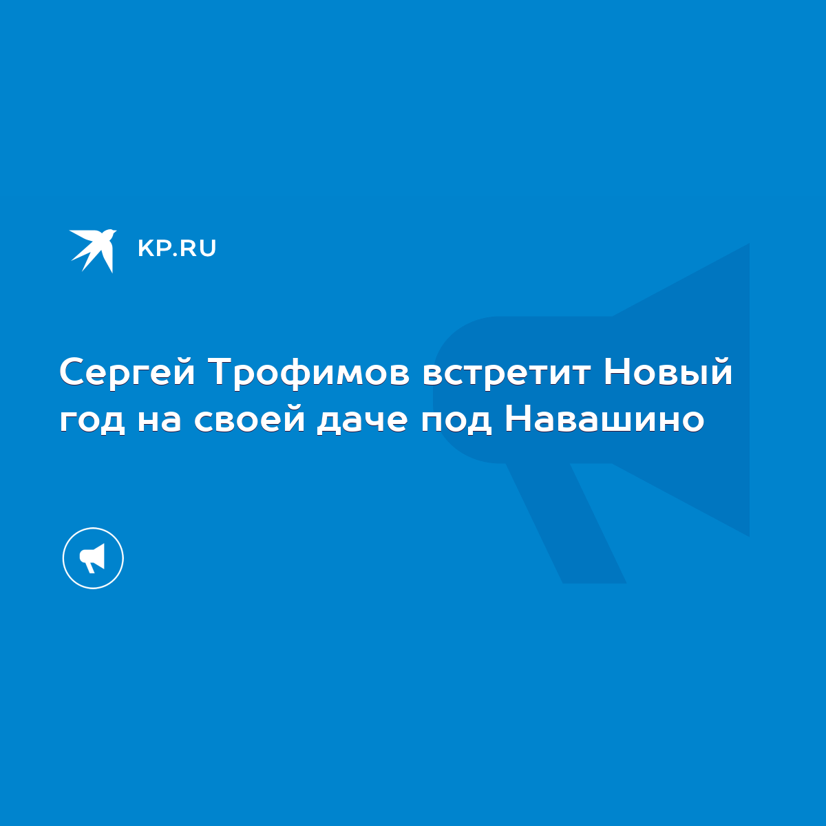 Сергей Трофимов встретит Новый год на своей даче под Навашино - KP.RU