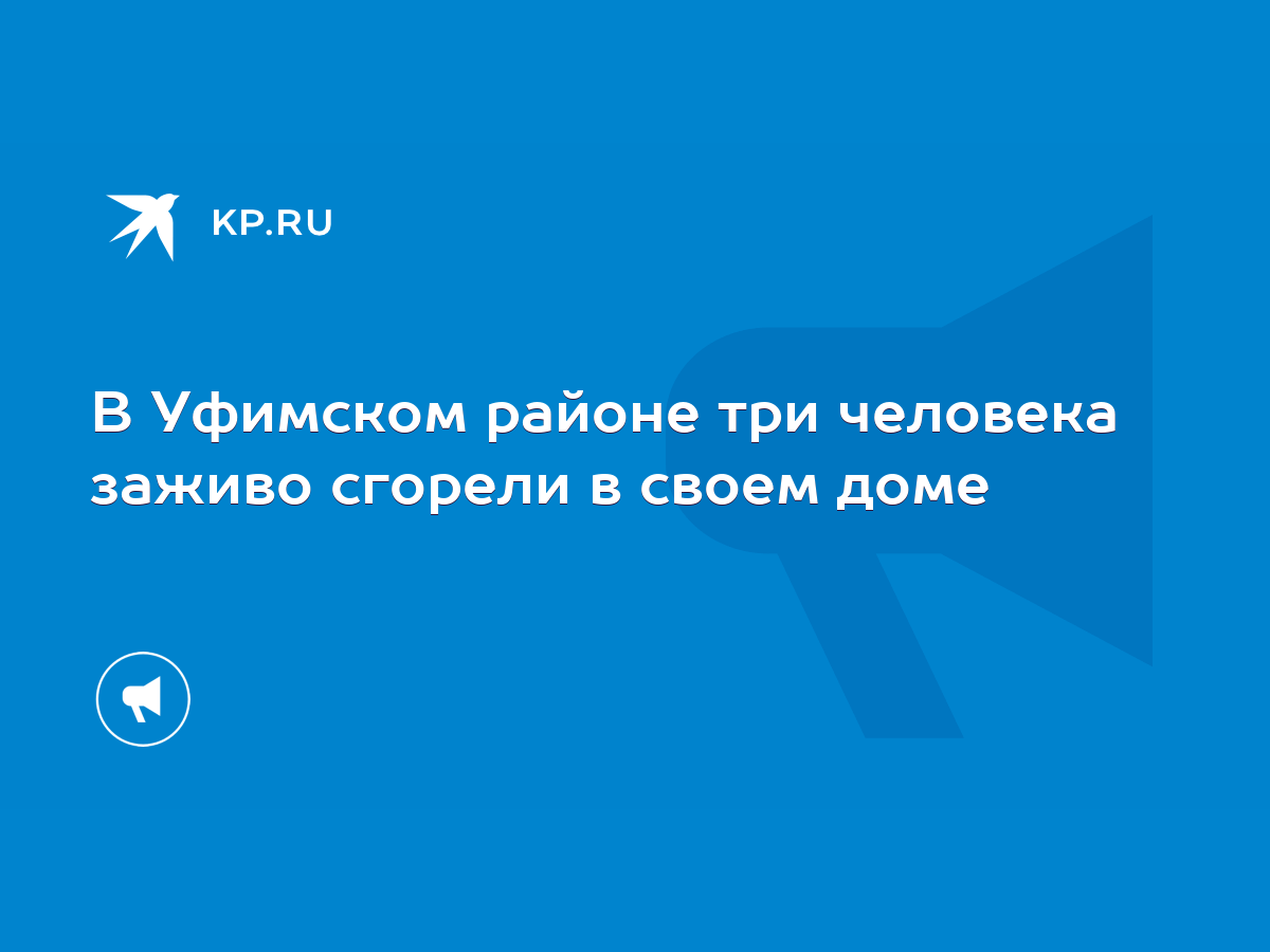 В Уфимском районе три человека заживо сгорели в своем доме - KP.RU