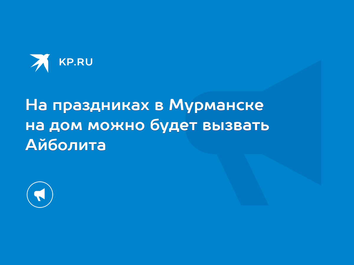 На праздниках в Мурманске на дом можно будет вызвать Айболита - KP.RU