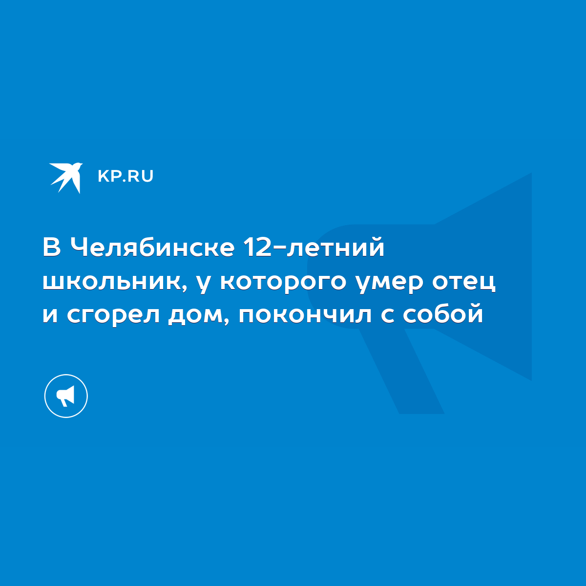 В Челябинске 12-летний школьник, у которого умер отец и сгорел дом,  покончил с собой - KP.RU