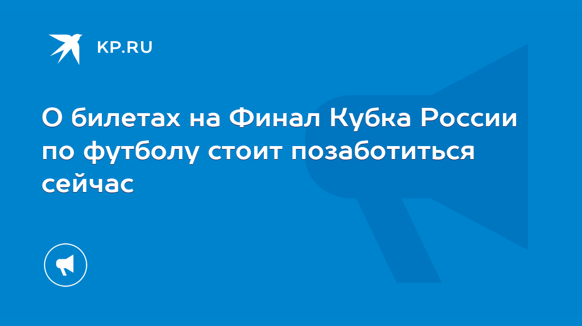 О билетах на Финал Кубка России по футболу стоит позаботиться сейчас - KP.RU