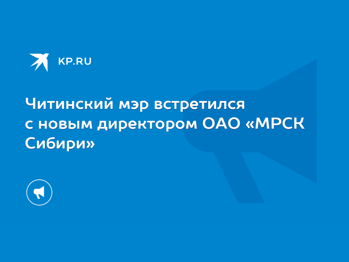 Читинский мэр встретился с новым директором ОАО «МРСК Сибири» - KP.RU