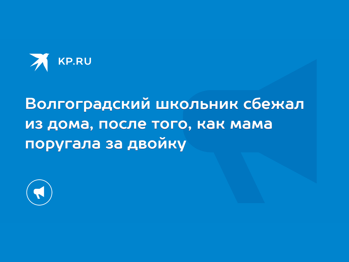 Волгоградский школьник сбежал из дома, после того, как мама поругала за  двойку - KP.RU