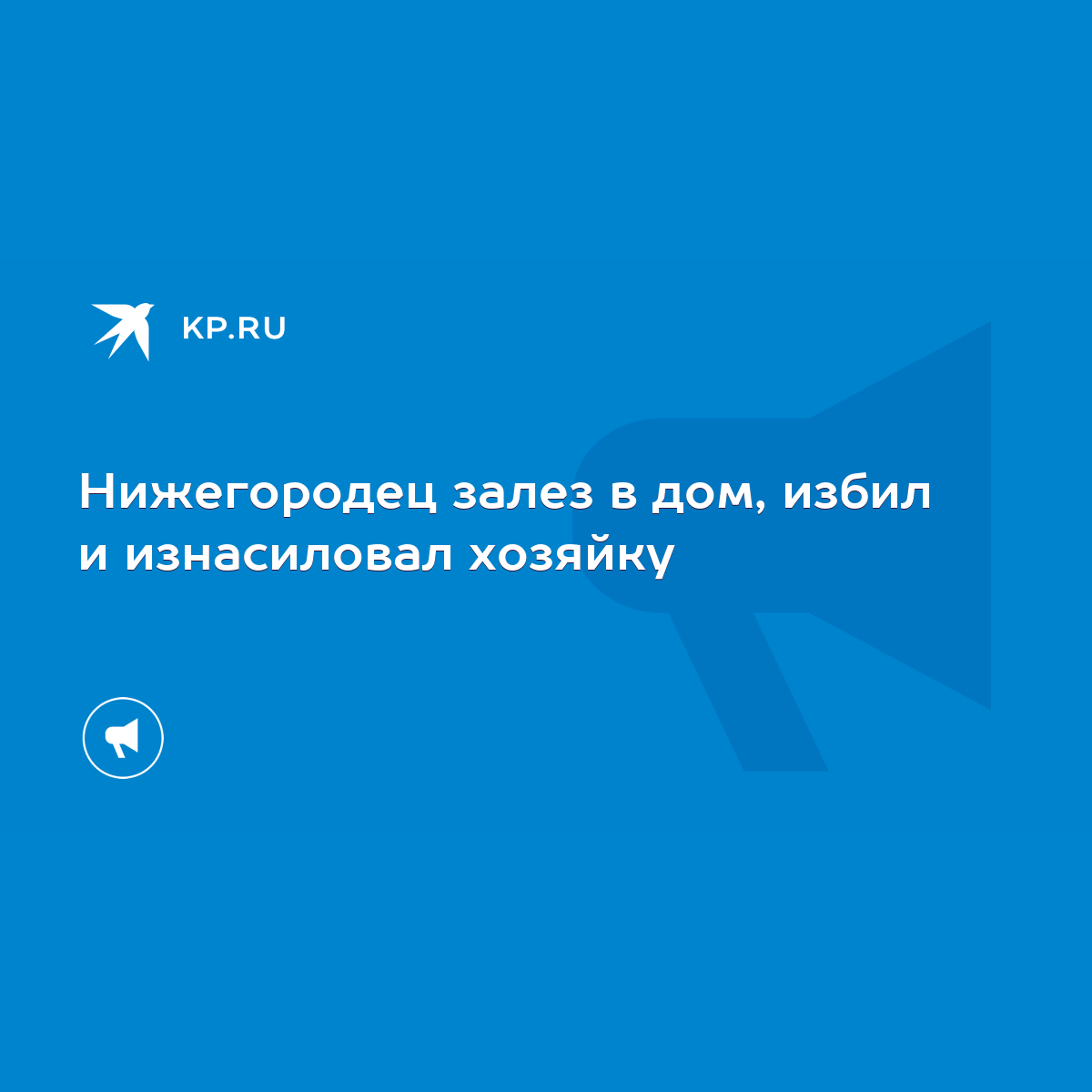 Нижегородец залез в дом, избил и изнасиловал хозяйку - KP.RU