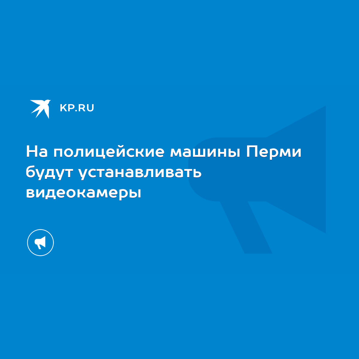 На полицейские машины Перми будут устанавливать видеокамеры - KP.RU