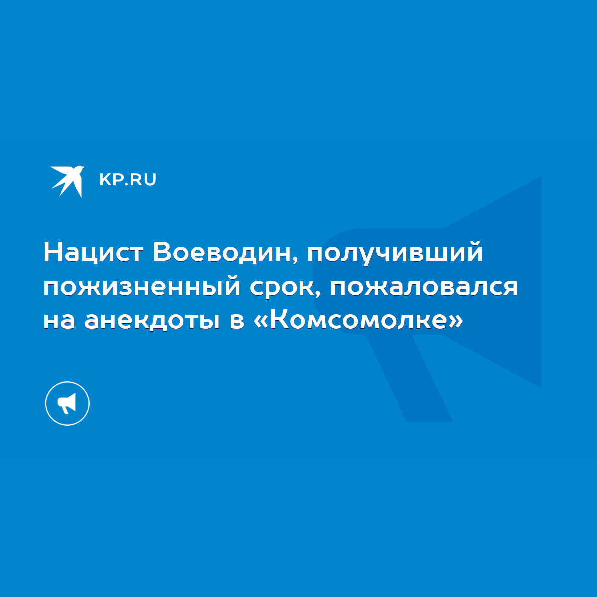 Нацист Воеводин, получивший пожизненный срок, пожаловался на анекдоты в  «Комсомолке» - KP.RU