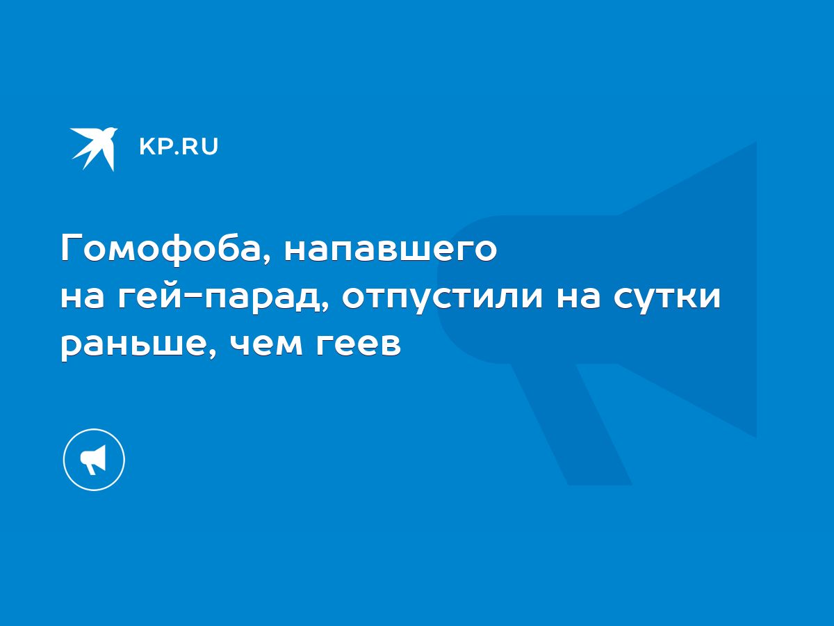 Гомофоба, напавшего на гей-парад, отпустили на сутки раньше, чем геев -  KP.RU