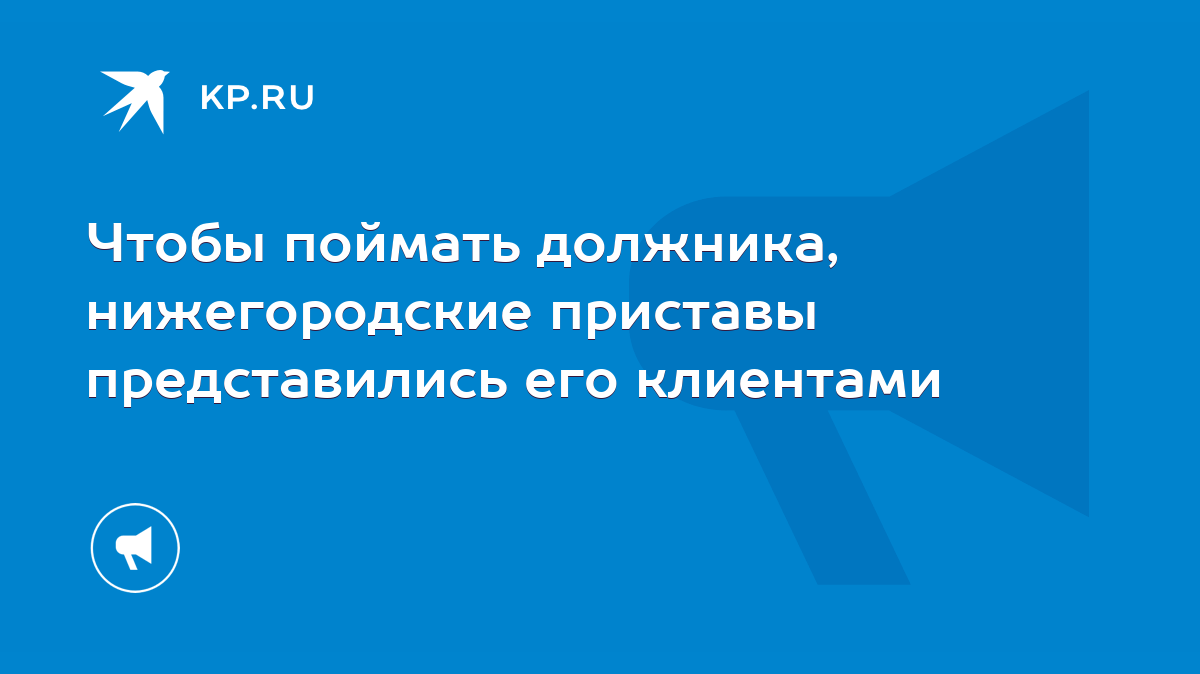 Чтобы поймать должника, нижегородские приставы представились его клиентами  - KP.RU