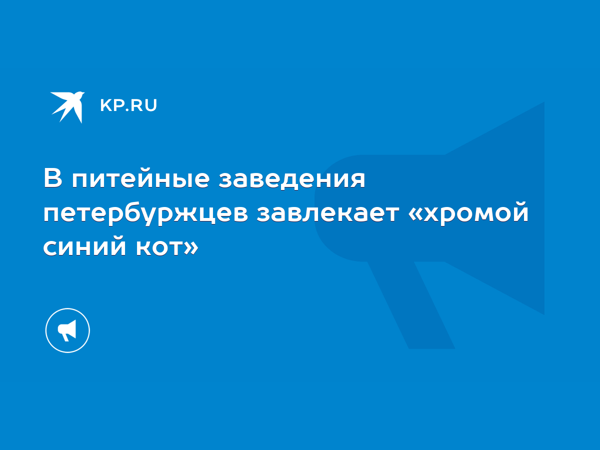 В питейные заведения петербуржцев завлекает «хромой синий кот» - KP.RU