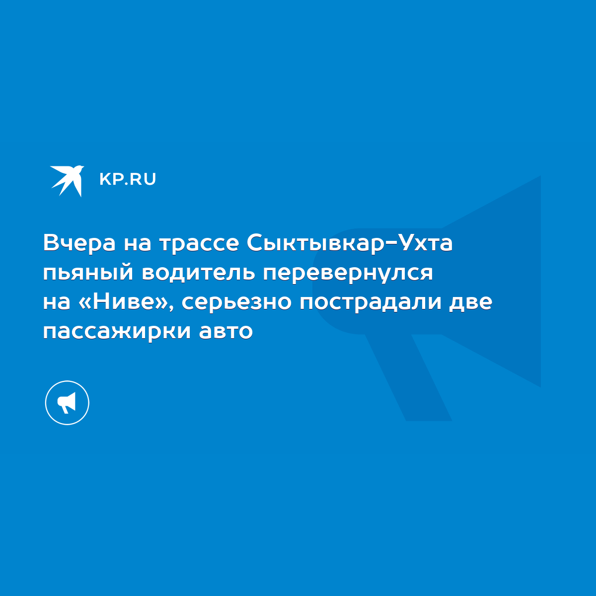 Вчера на трассе Сыктывкар-Ухта пьяный водитель перевернулся на «Ниве»,  серьезно пострадали две пассажирки авто - KP.RU