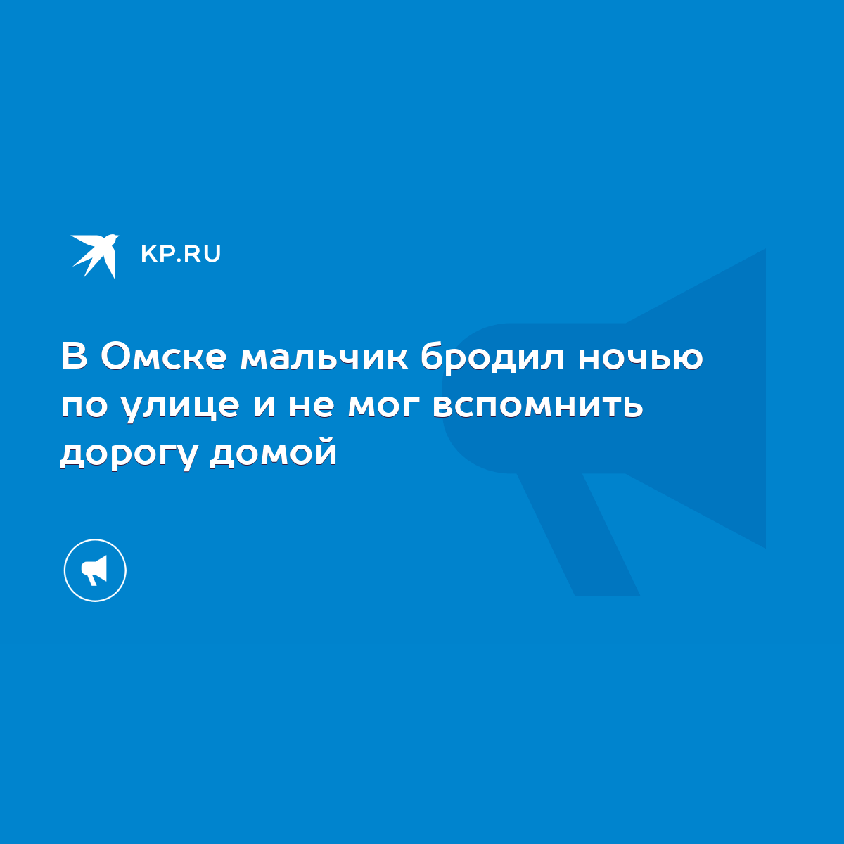 В Омске мальчик бродил ночью по улице и не мог вспомнить дорогу домой -  KP.RU