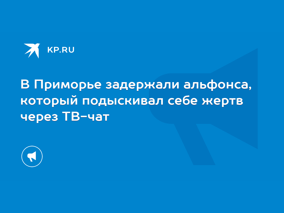 В Приморье задержали альфонса, который подыскивал себе жертв через ТВ-чат -  KP.RU