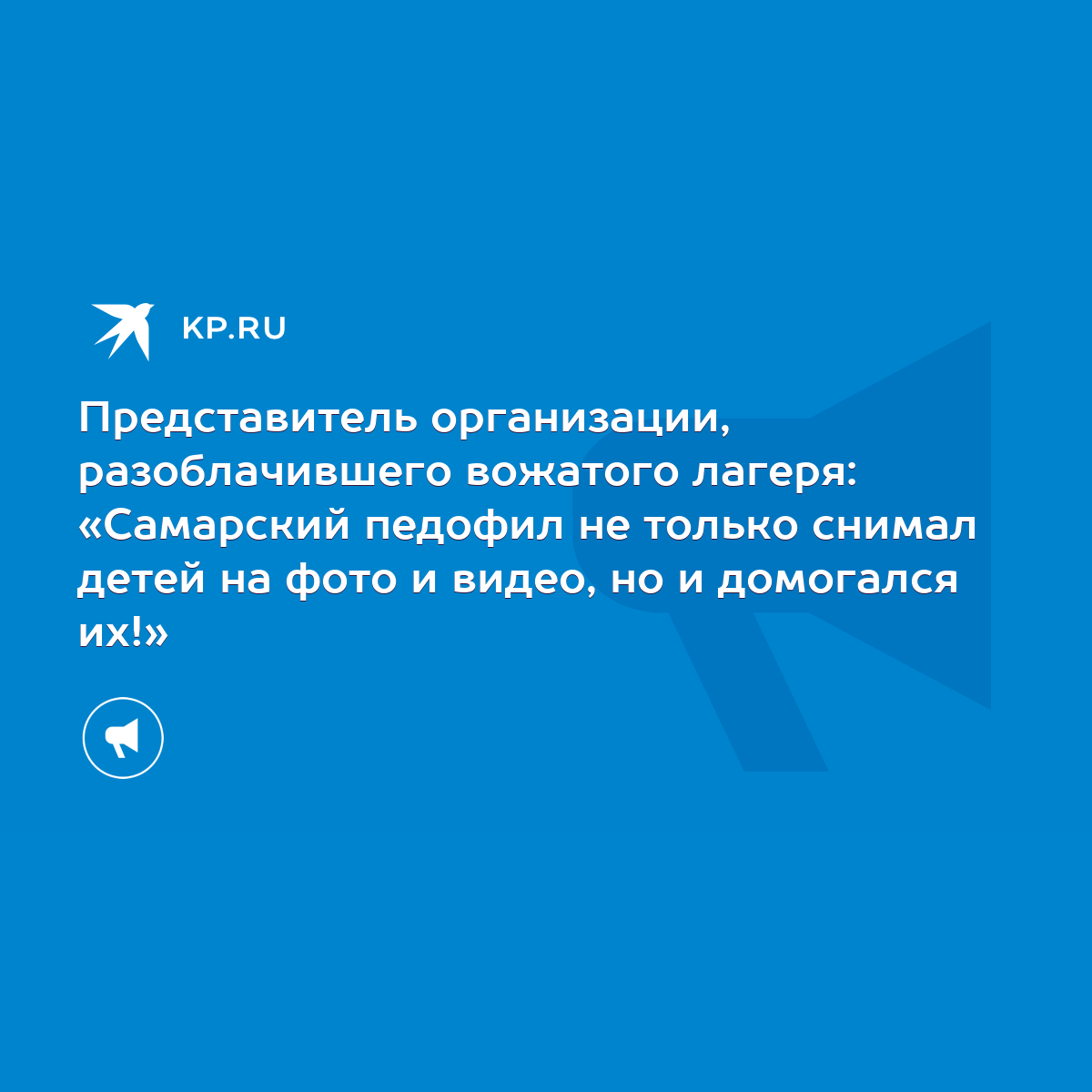 Представитель организации, разоблачившего вожатого лагеря: «Самарский  педофил не только снимал детей на фото и видео, но и домогался их!» - KP.RU