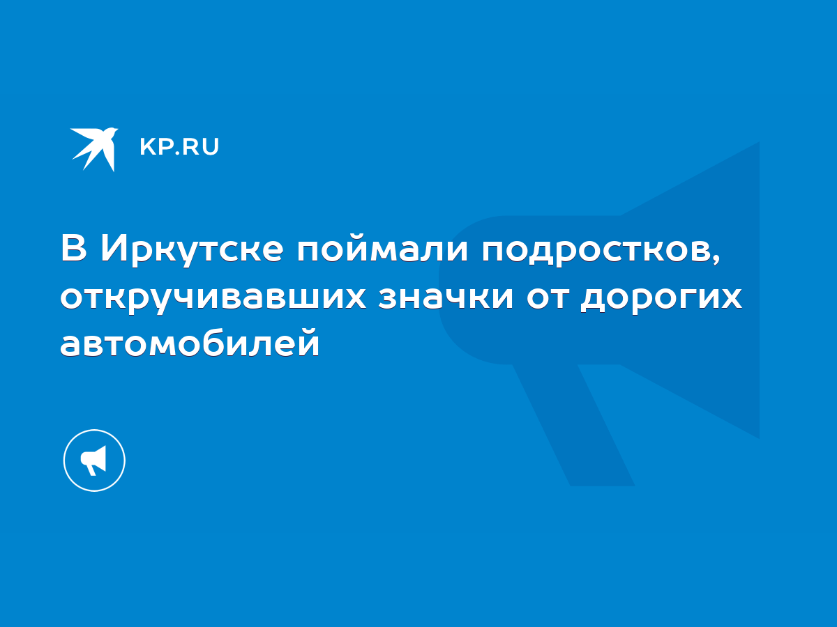 В Иркутске поймали подростков, откручивавших значки от дорогих автомобилей  - KP.RU